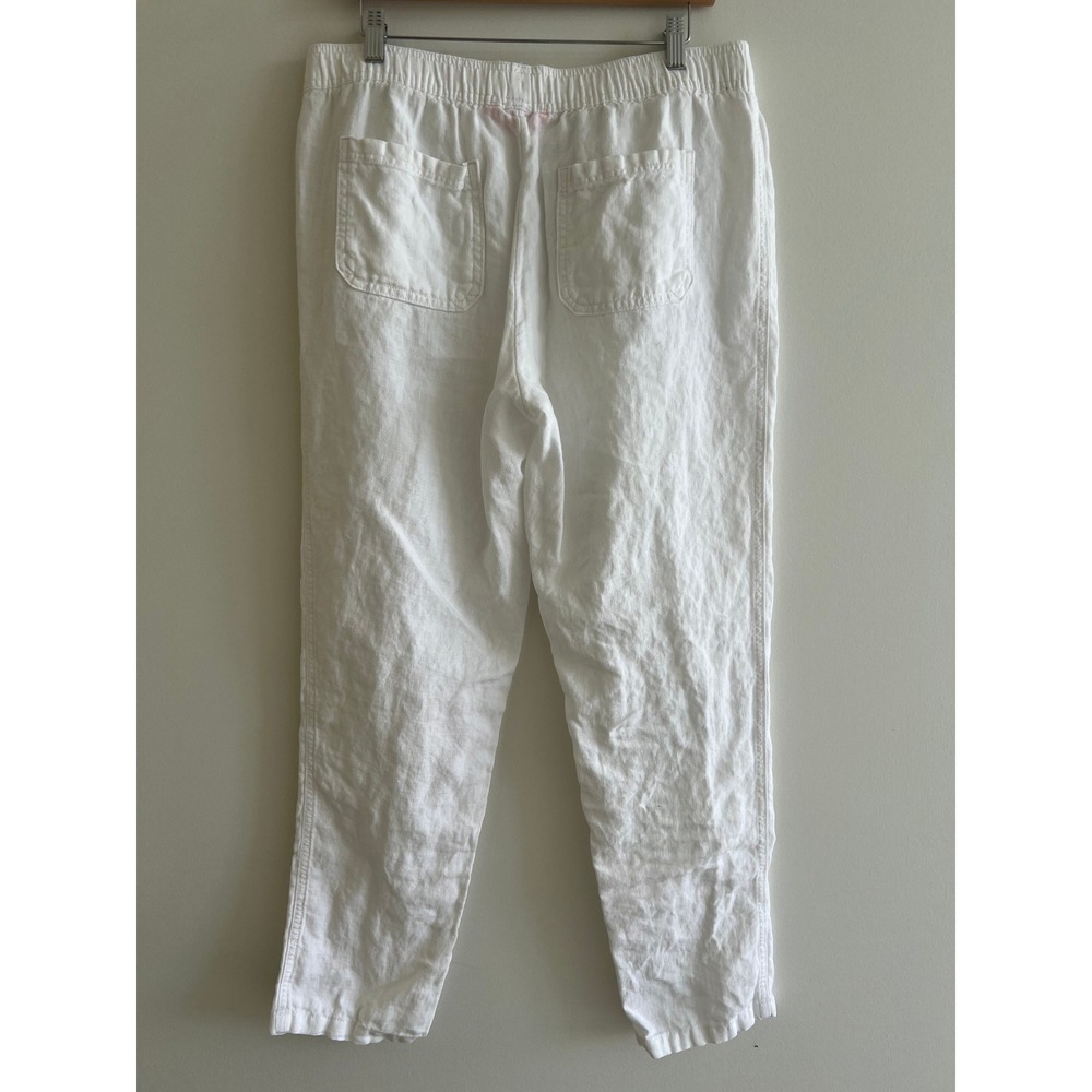 Lilly Pulitzer Taron Large White 100% Linen Jogger Pant Coastal Resort Chic - Picture 8 of 9